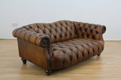 Lewis Montgomery 2 Seater Chesterfield Sofa Brown Antique leather