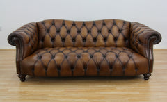 Lewis Montgomery 3 Seater Chesterfield Sofa Brown Antique leather