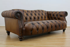 Lewis Montgomery 3 Seater Chesterfield Sofa Brown Antique leather