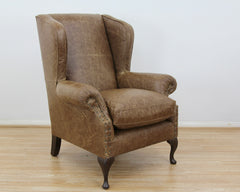 Compton Wingback Armchair Semi-Aniline Leather , Galveston Hide