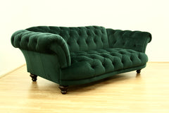 Bespoke Oskar 3 Seater Bottle Green Velvet Sofa