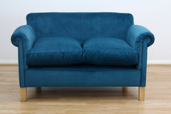 Camford Petite Sofa in Blue Velvet Fabric