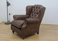 Claverdon  Wingback chair Semi-Aniline Leather, Galveston Hide