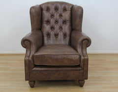 Claverdon  Wingback chair Semi-Aniline Leather, Galveston Hide