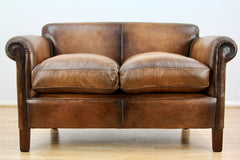Camford Petite Sofa In Buffalo Leather Hand Antique