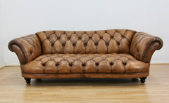 Bespoke Oskar Chesterfield 4 Seater Sofa in Buffalo Leather, Hand Antique