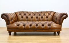 Bespoke Oskar Chesterfield 3 Seater Sofa in Buffalo Leather, Hand Antique