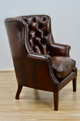 Bradley Armchair Antiqued Leather Wingback Chair