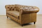 Chesterfield Large 3 Seater Leather Sofa, Riders Nut