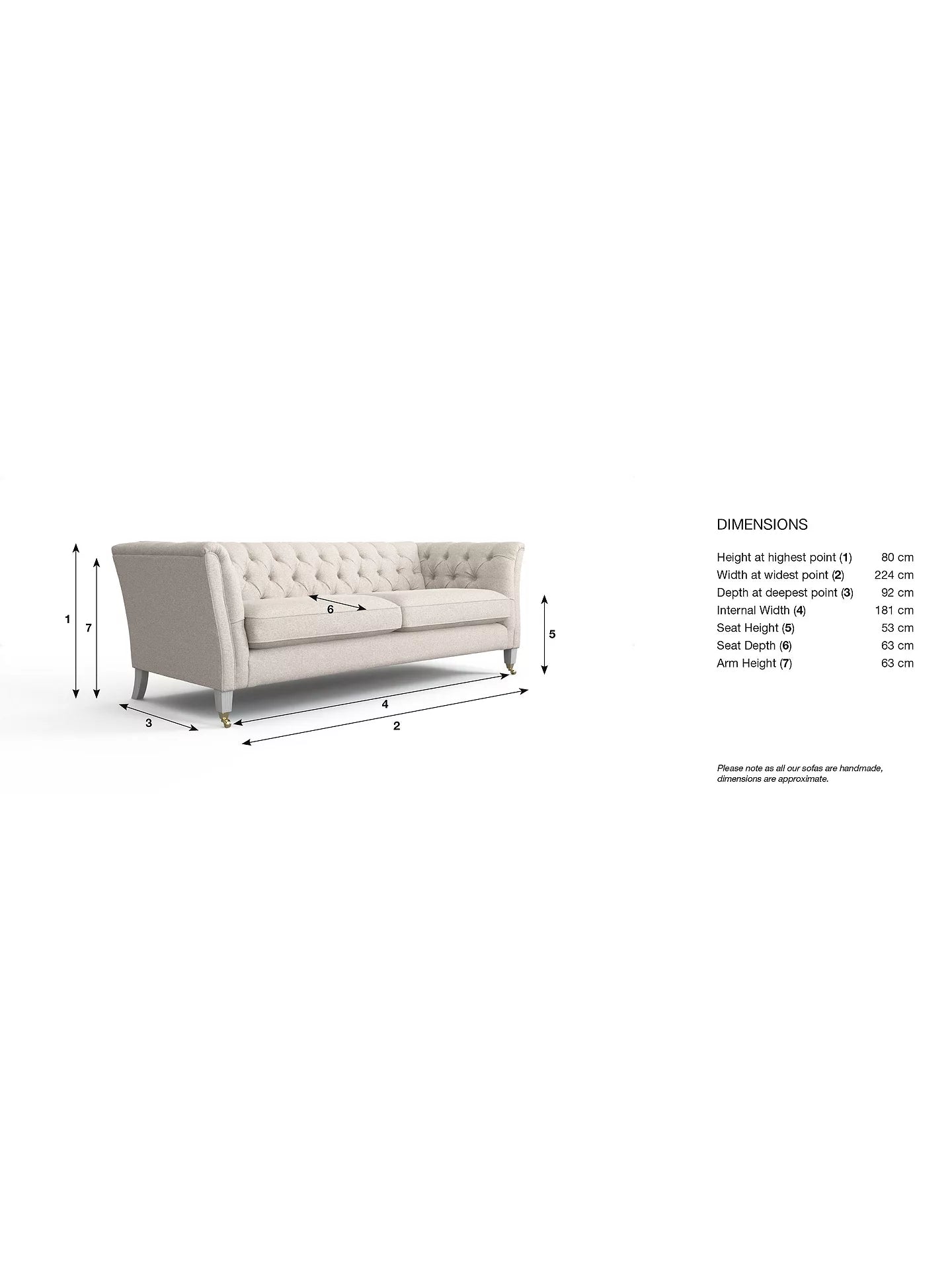 Laura Ashley Chatsworth Grand 4 Seater Sofa, Teak Leg, Wooton Natural