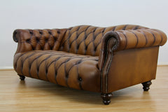 Lewis Montgomery 2 Seater Chesterfield Sofa Brown Antique leather