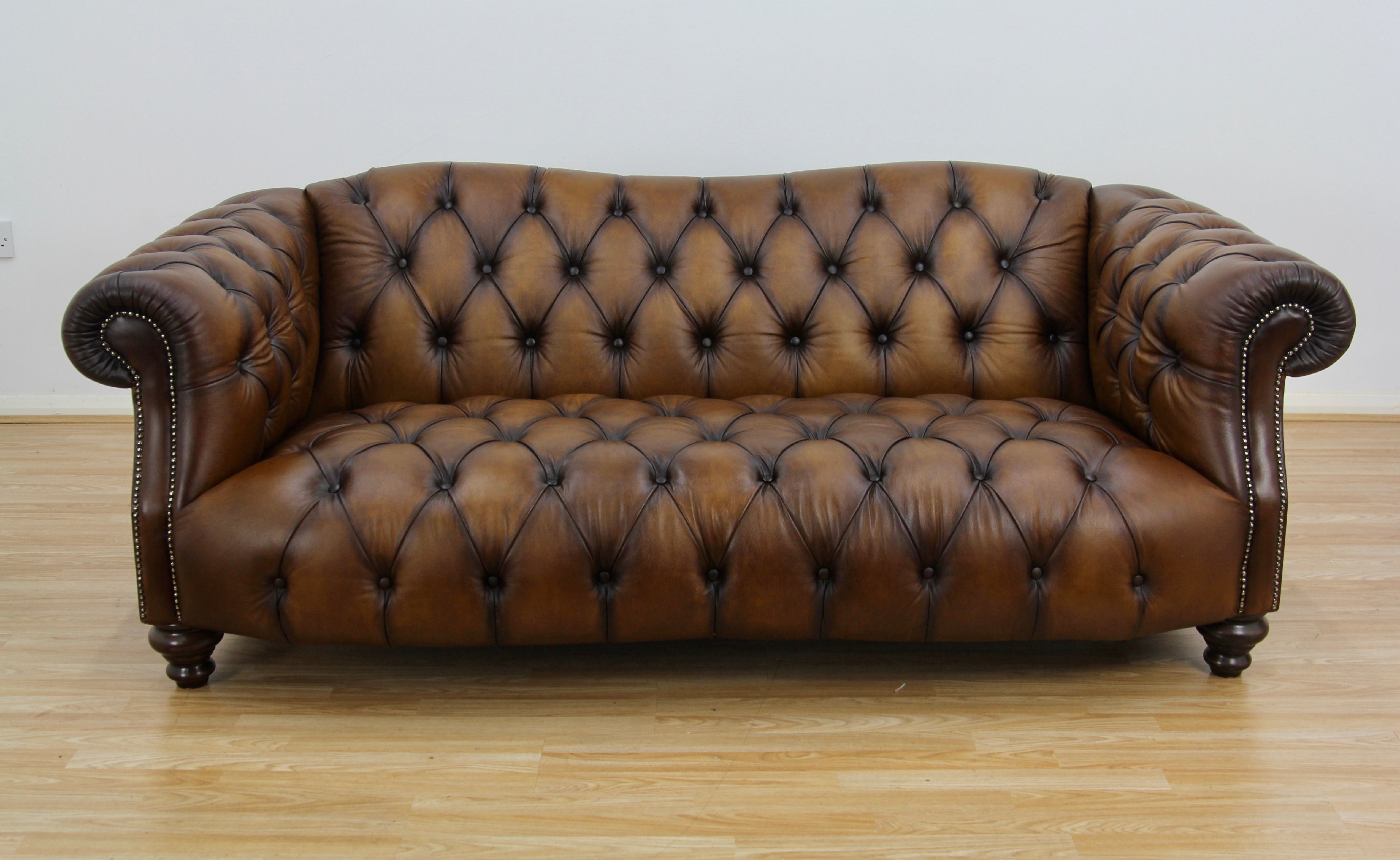 Lewis Montgomery 3 Seater Chesterfield Sofa Brown Antique leather