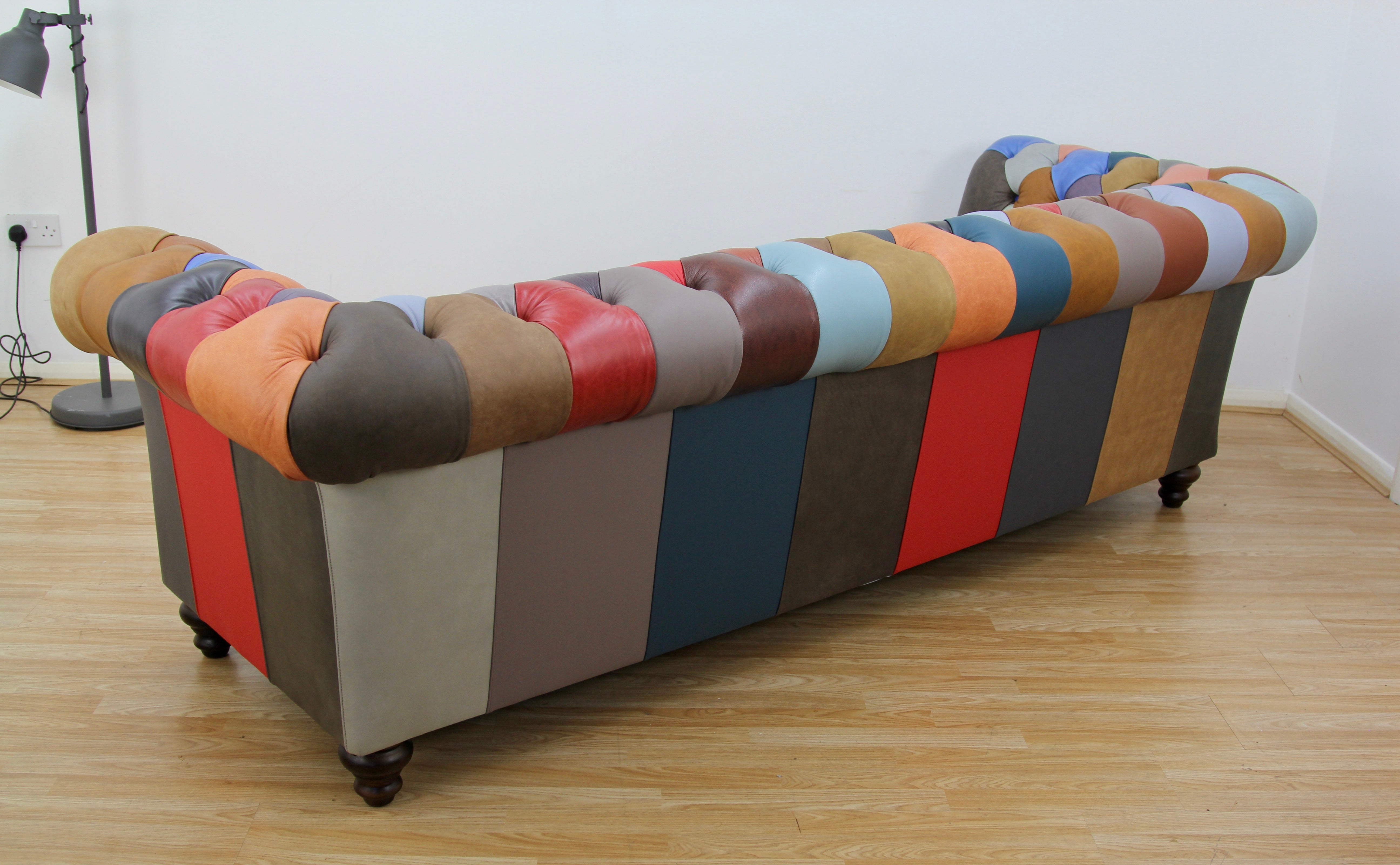 Bespoke 4 Seater Leather Chesterfield Patchwork Sofa