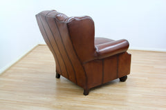 Oskar Wingback Armchair ,Brown  Hand Antique Leather