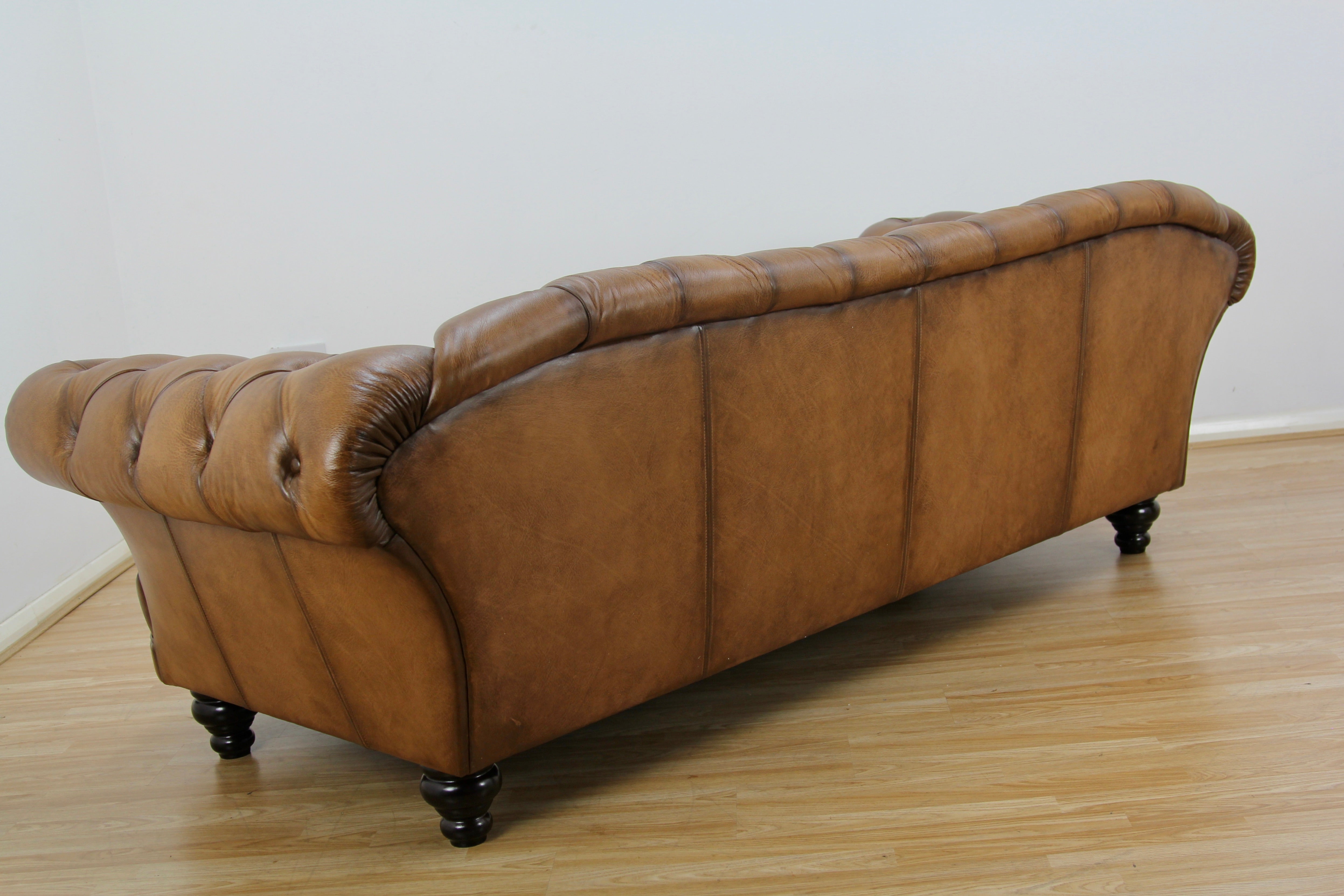 Bespoke Oskar Chesterfield 4 Seater Sofa in Buffalo Leather, Hand Antique