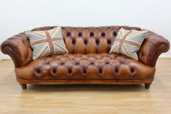 Oskar Large 4 Seater Chesterfield Leather Sofa
